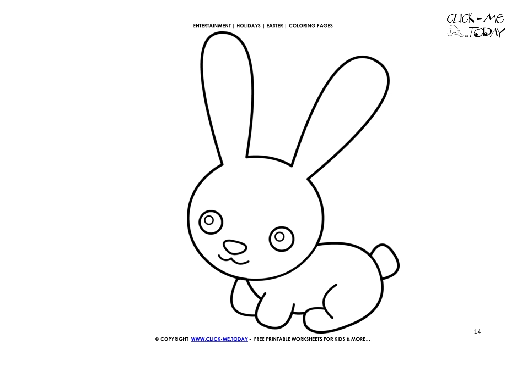 Easter Coloring Page:  14 Cute Easter bunny 